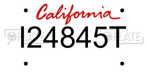 I24845T California License Plate