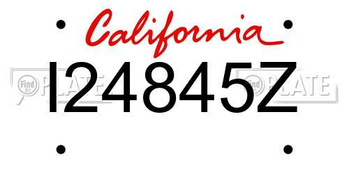 I24845Z California License Plate
