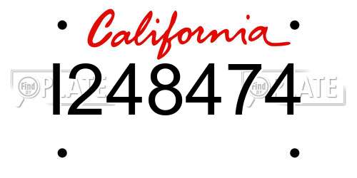 I248474 California License Plate