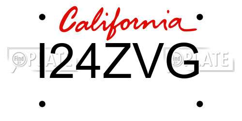 I24ZVG California License Plate