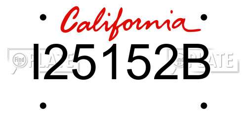 I25152B California License Plate