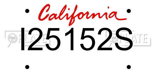 I25152S California License Plate