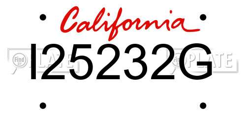 I25232G California License Plate