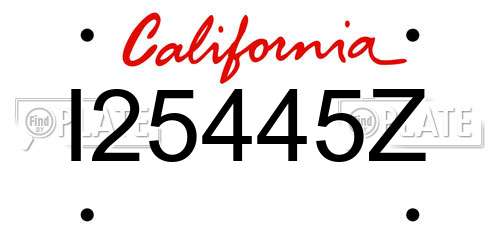I25445Z California License Plate