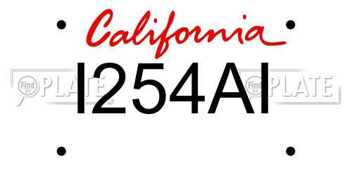 I254AI California License Plate