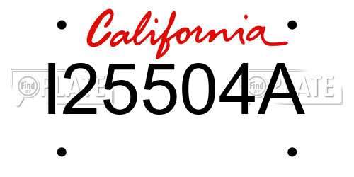 I25504A California License Plate