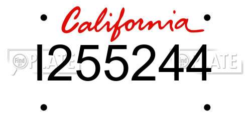 I255244 California License Plate
