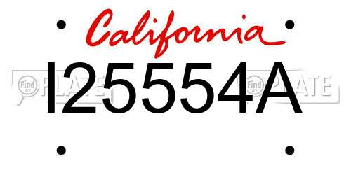 I25554A California License Plate