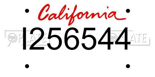 I256544 California License Plate
