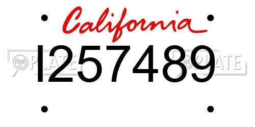 I257489 California License Plate