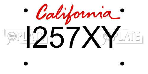 I257XY California License Plate