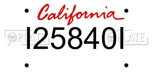 I25840I California License Plate
