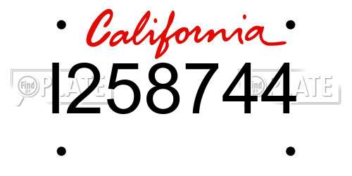 I258744 California License Plate