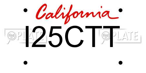 I25CTT California License Plate