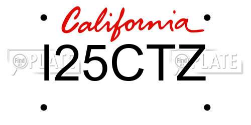 I25CTZ California License Plate