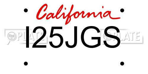 I25JGS California License Plate