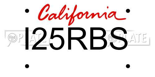 I25RBS California License Plate