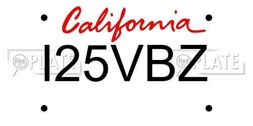 I25VBZ California License Plate