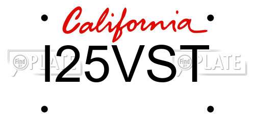 I25VST California License Plate