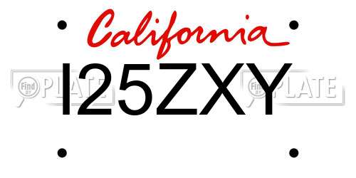 I25ZXY California License Plate