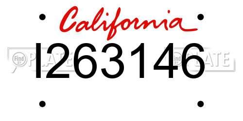 I263146 California License Plate