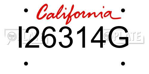 I26314G California License Plate