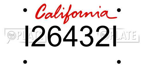 I26432I California License Plate