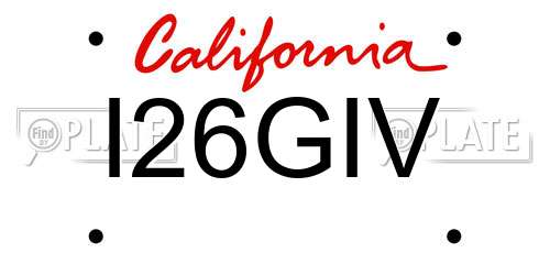 I26GIV California License Plate