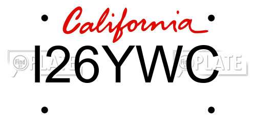 I26YWC California License Plate