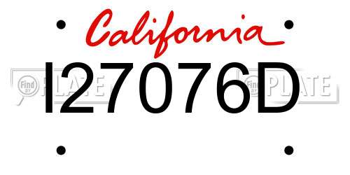 I27076D California License Plate