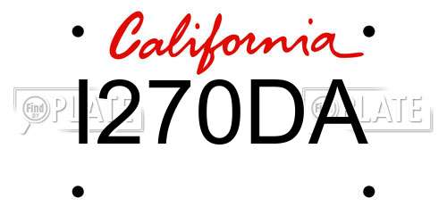 I270DA California License Plate