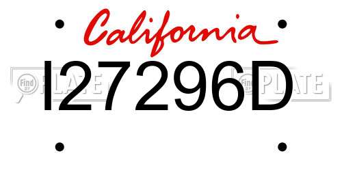 I27296D California License Plate