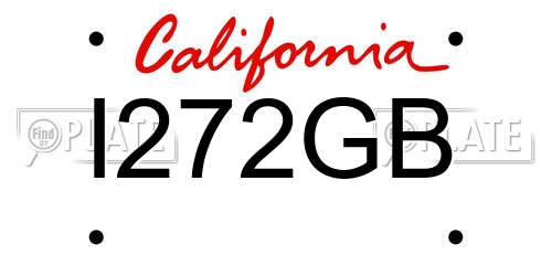 I272GB California License Plate