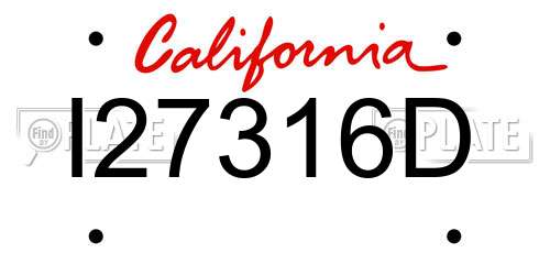 I27316D California License Plate