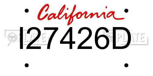 I27426D California License Plate