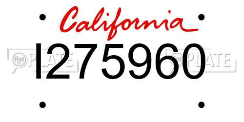 I275960 California License Plate