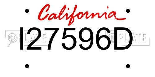 I27596D California License Plate