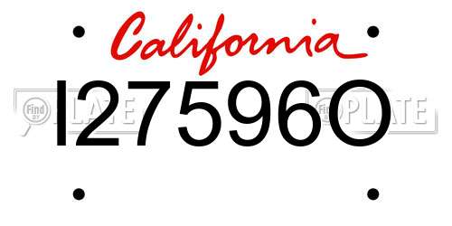 I27596O California License Plate