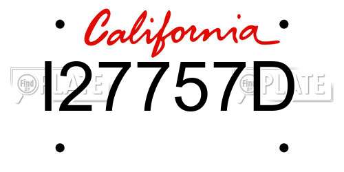I27757D California License Plate