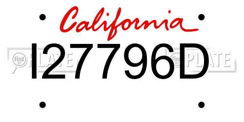 I27796D California License Plate