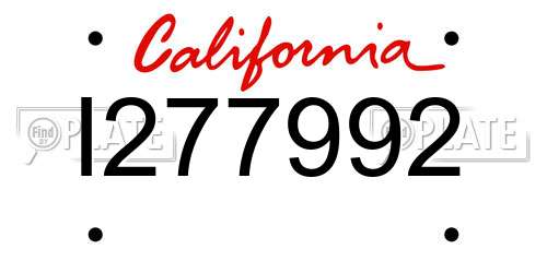 I277992 California License Plate