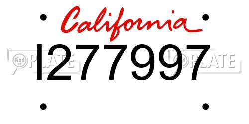 I277997 California License Plate