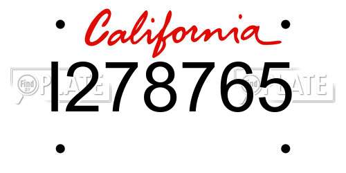 I278765 California License Plate