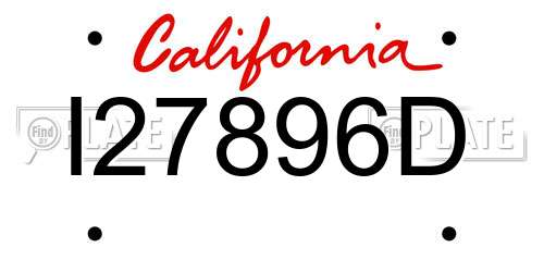 I27896D California License Plate