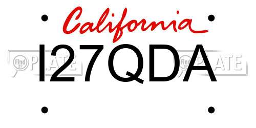 I27QDA California License Plate