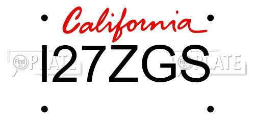 I27ZGS California License Plate