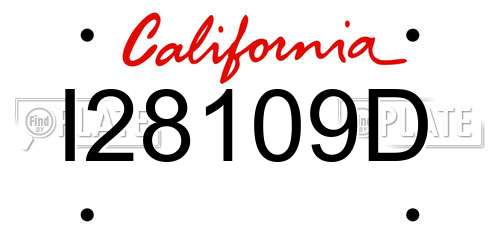 I28109D California License Plate