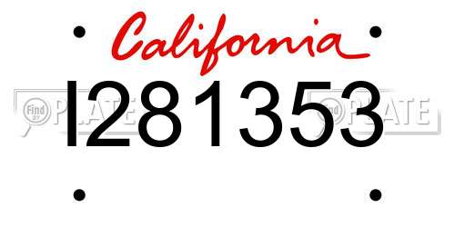 I281353 California License Plate