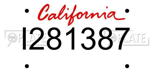 I281387 California License Plate
