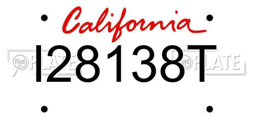 I28138T California License Plate